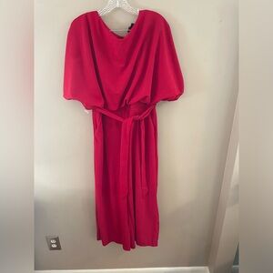 Ax Paris Womens Red Wide Leg Cropped Jumpsuit NWT Size 16 Belted (J)